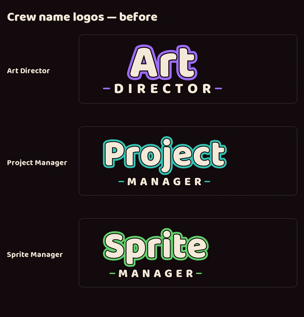 The crew logos, redrawn to match Luvzilla, screenshot
