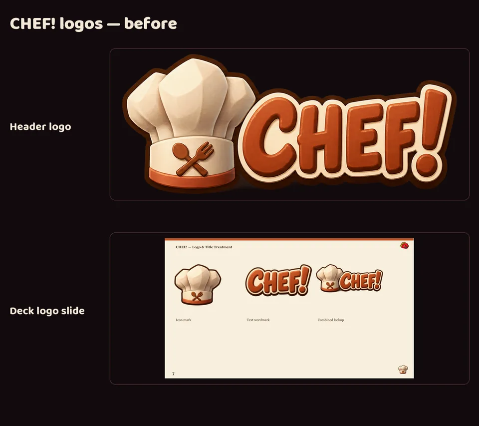 CHEF!'s logo, on the studio template, screenshot