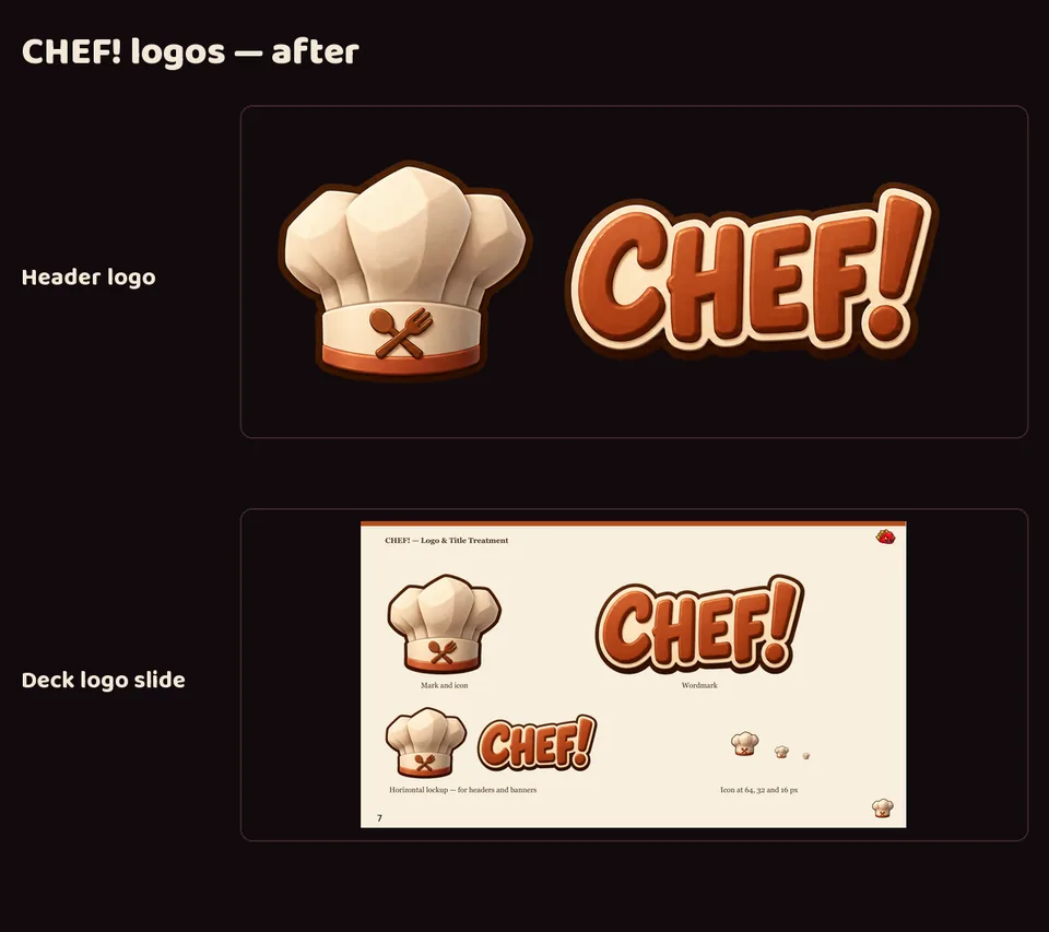 CHEF!'s logo, on the studio template, screenshot