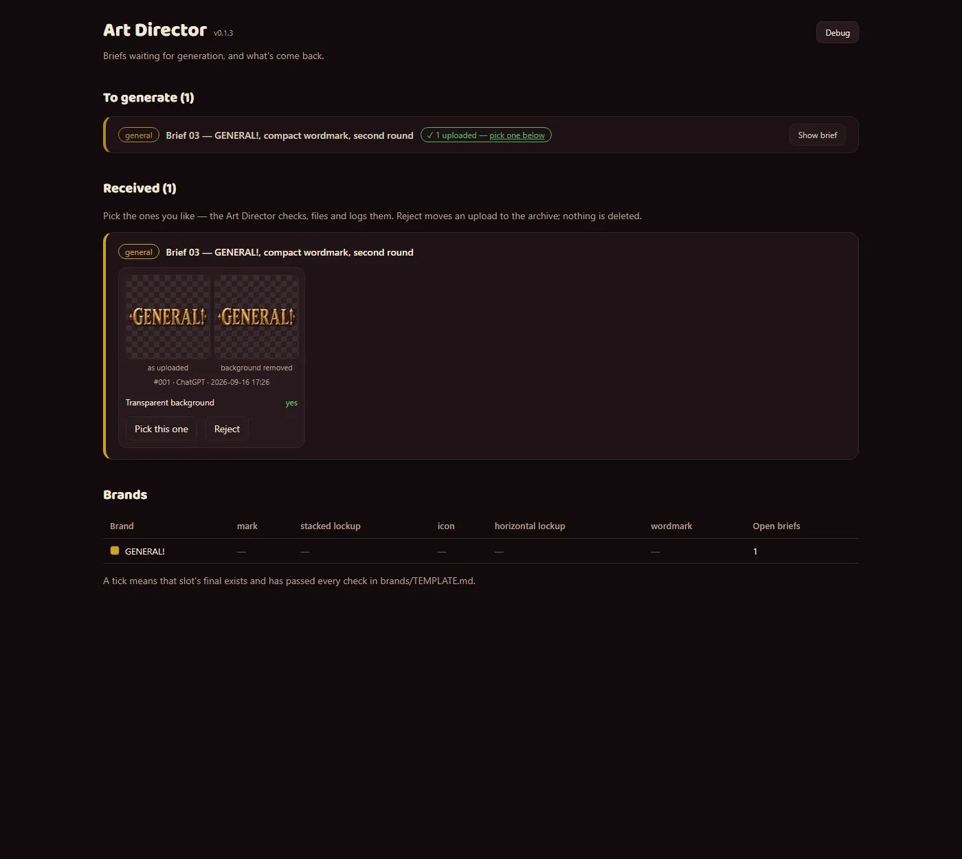 The Art Director app learns from rejections, screenshot