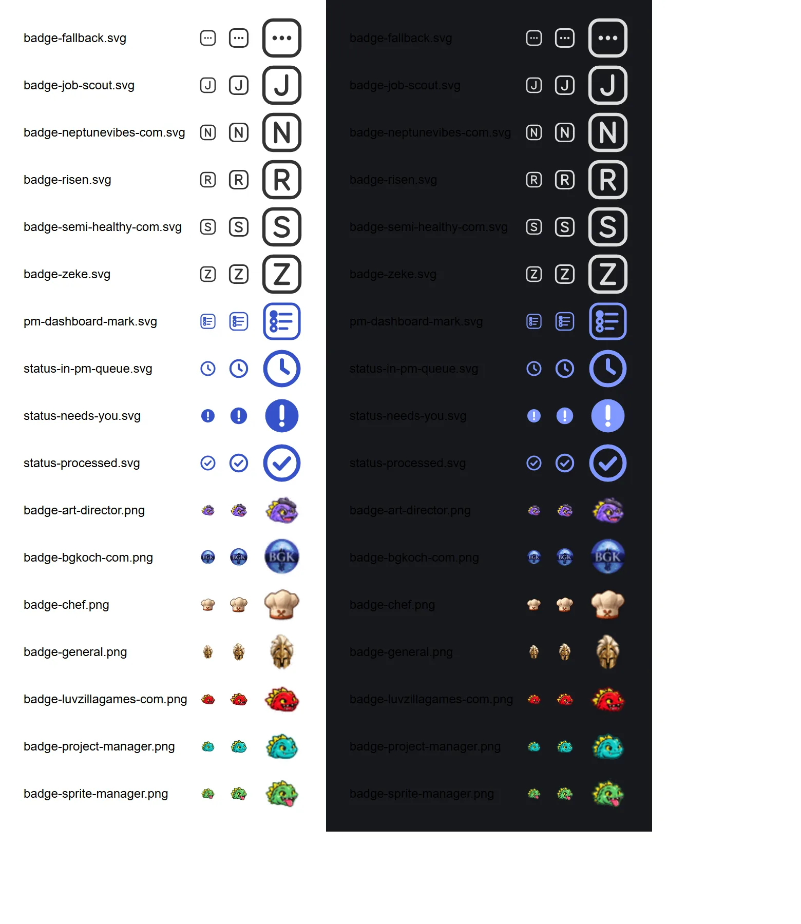 A small graphics kit for the studio's project dashboard, screenshot