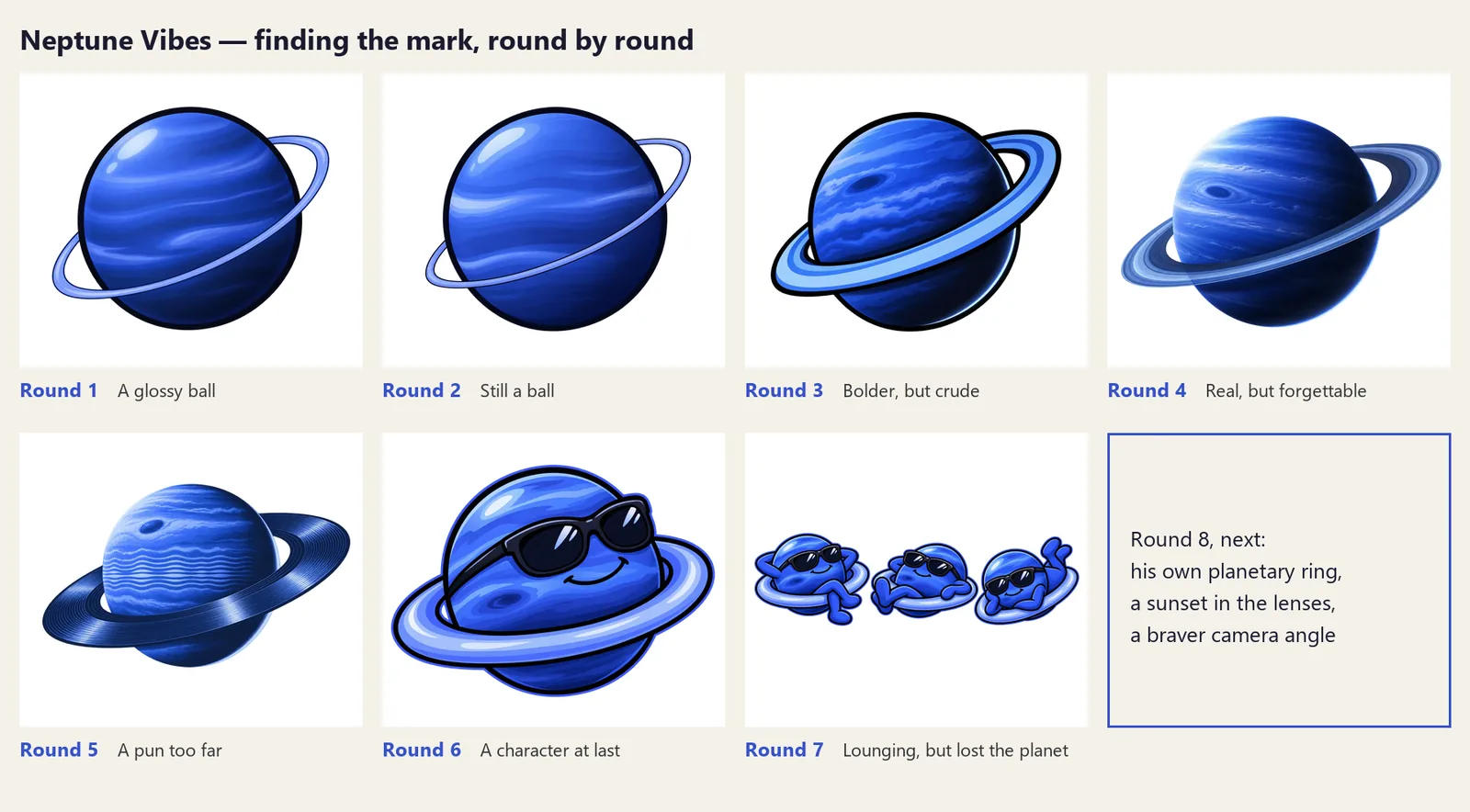 Finding a mark for Neptune Vibes, eight rounds in, screenshot