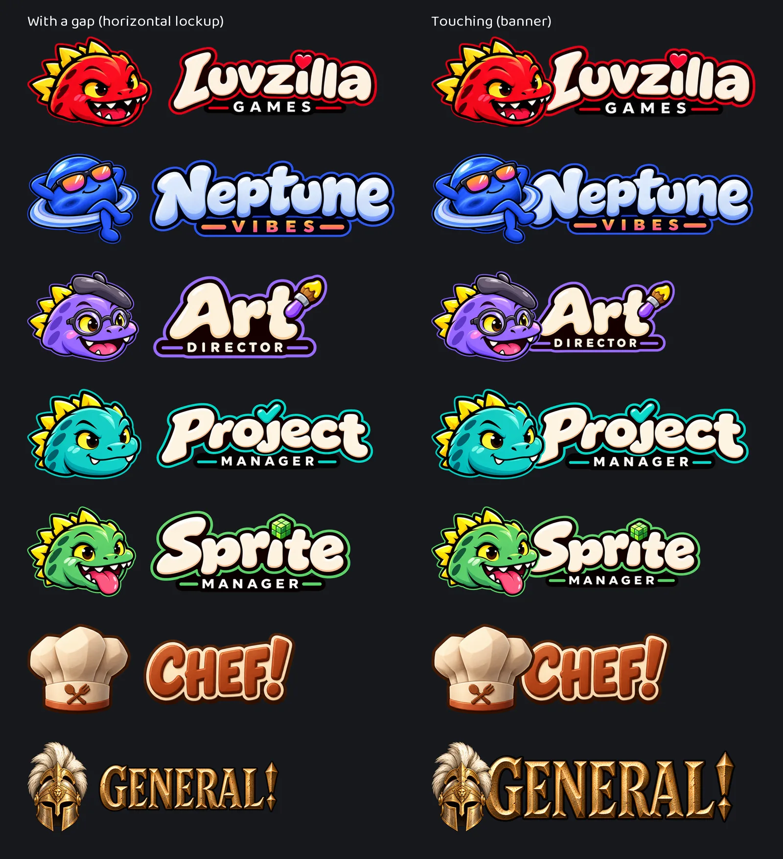 Every logo now comes two ways: with a gap, and touching, screenshot