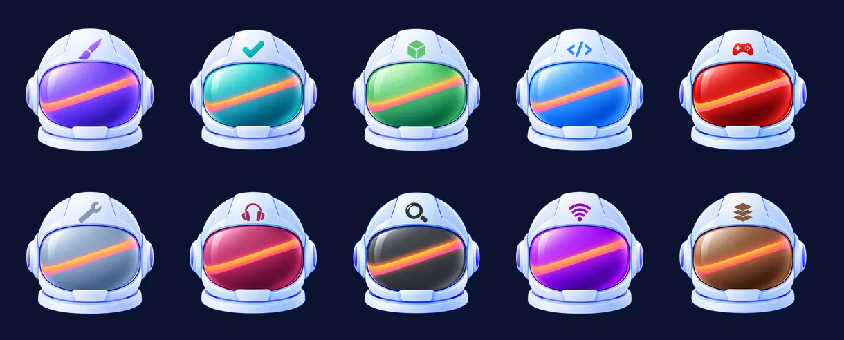 The agents become astronaut helmets, screenshot