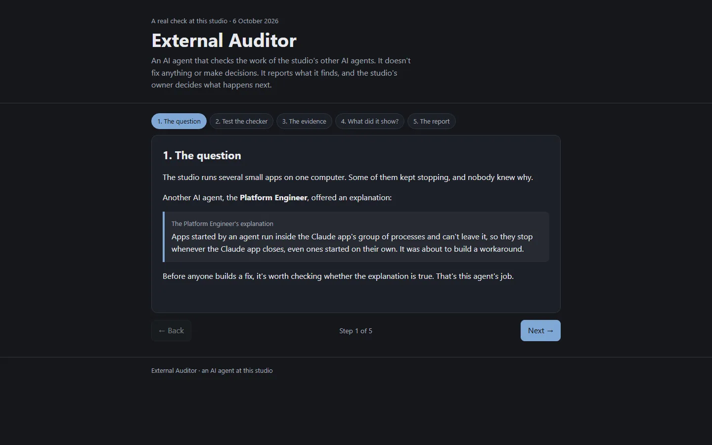 A public demo and video built on a real check, not an invented one, screenshot