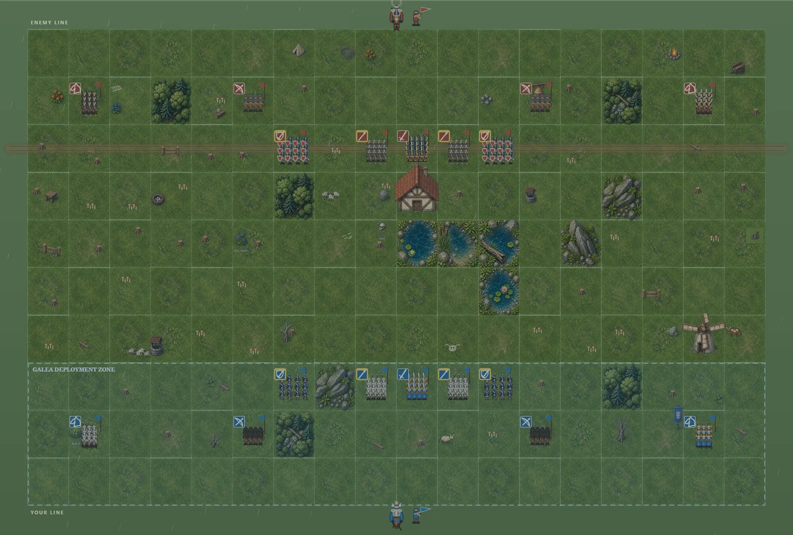 Battlefield Terrain Art: Grass, Buildings, Water, Forest, and Rock Tiles, screenshot