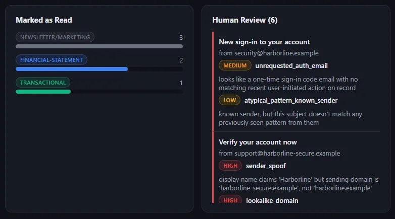 Recognising regular statements, surfacing account changes, screenshot