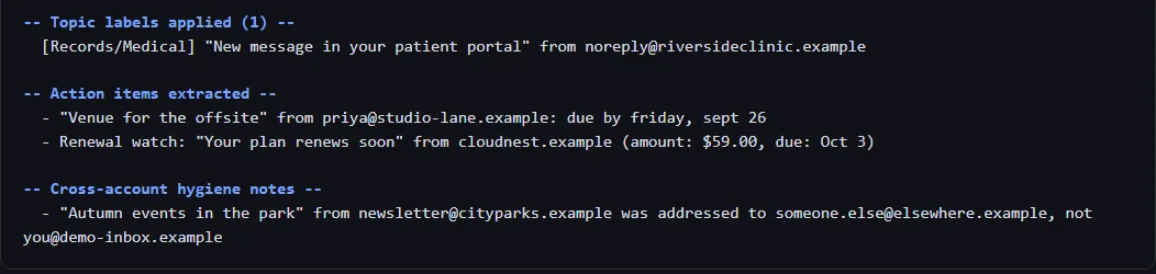 Topic folders and time-limited offers, screenshot