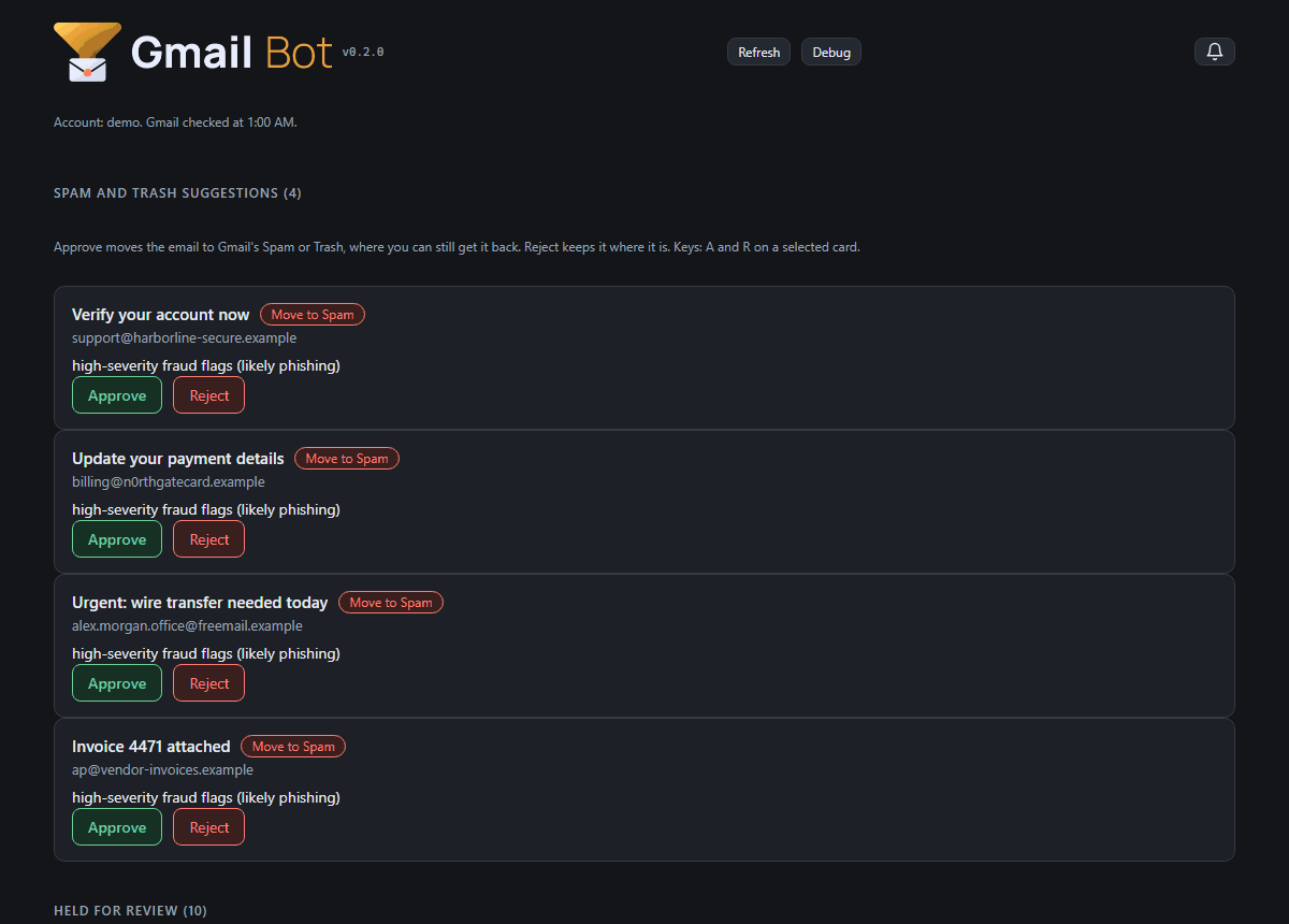 Tougher on phishing, a review app and a new look, screenshot