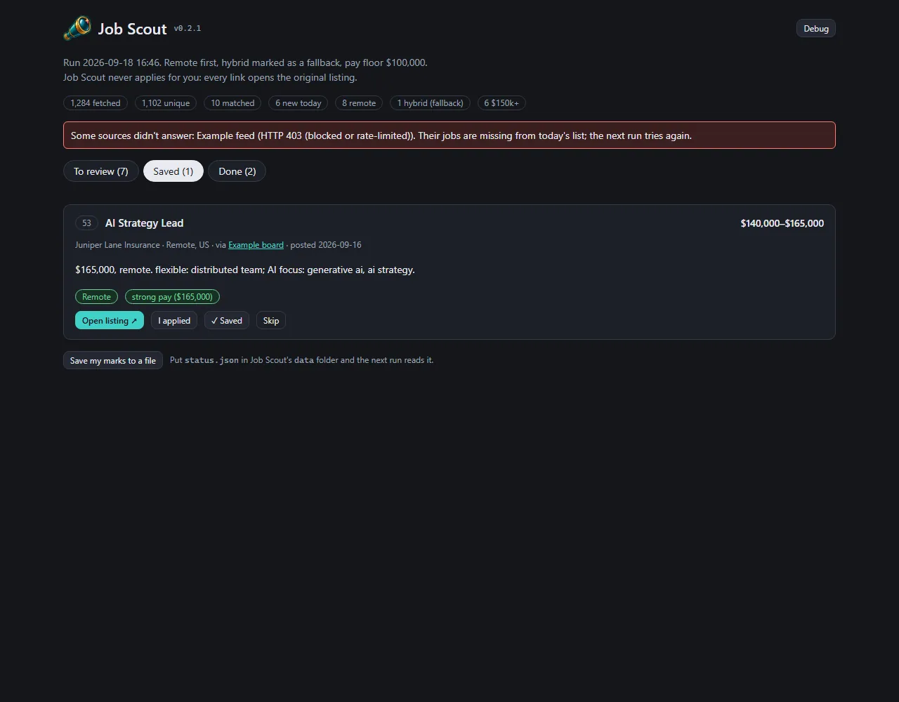 Calmer cards, and working Saved and Done tabs, screenshot
