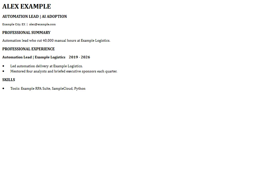 From a checked résumé draft to a Word file ready to attach, screenshot