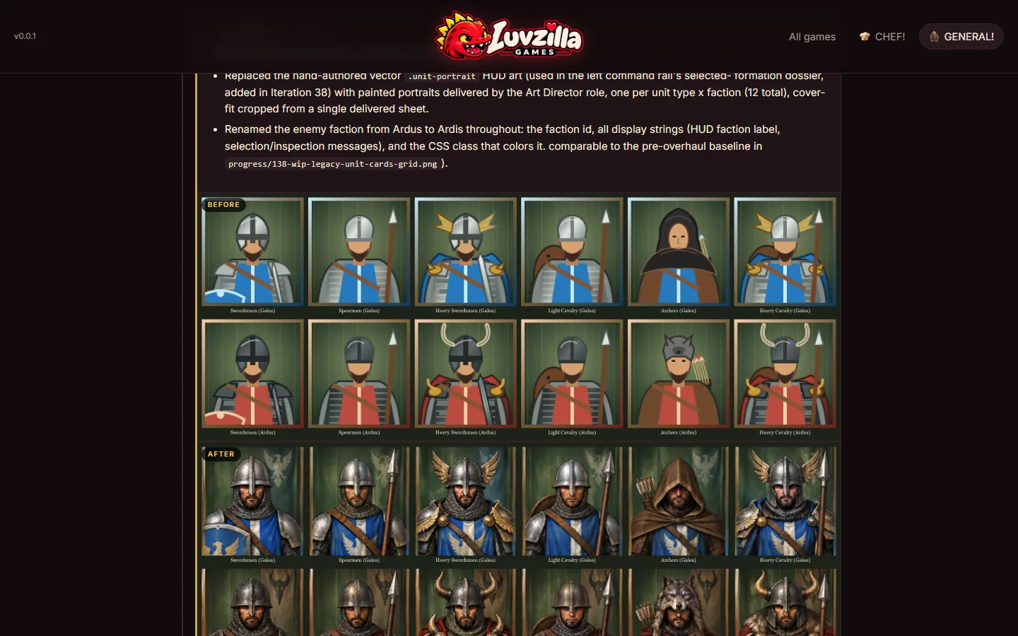 Visual redesign: stacked cards, Before/After pairs, screenshots never cropped, screenshot