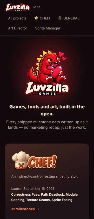 luvzillagames.com is live, screenshot