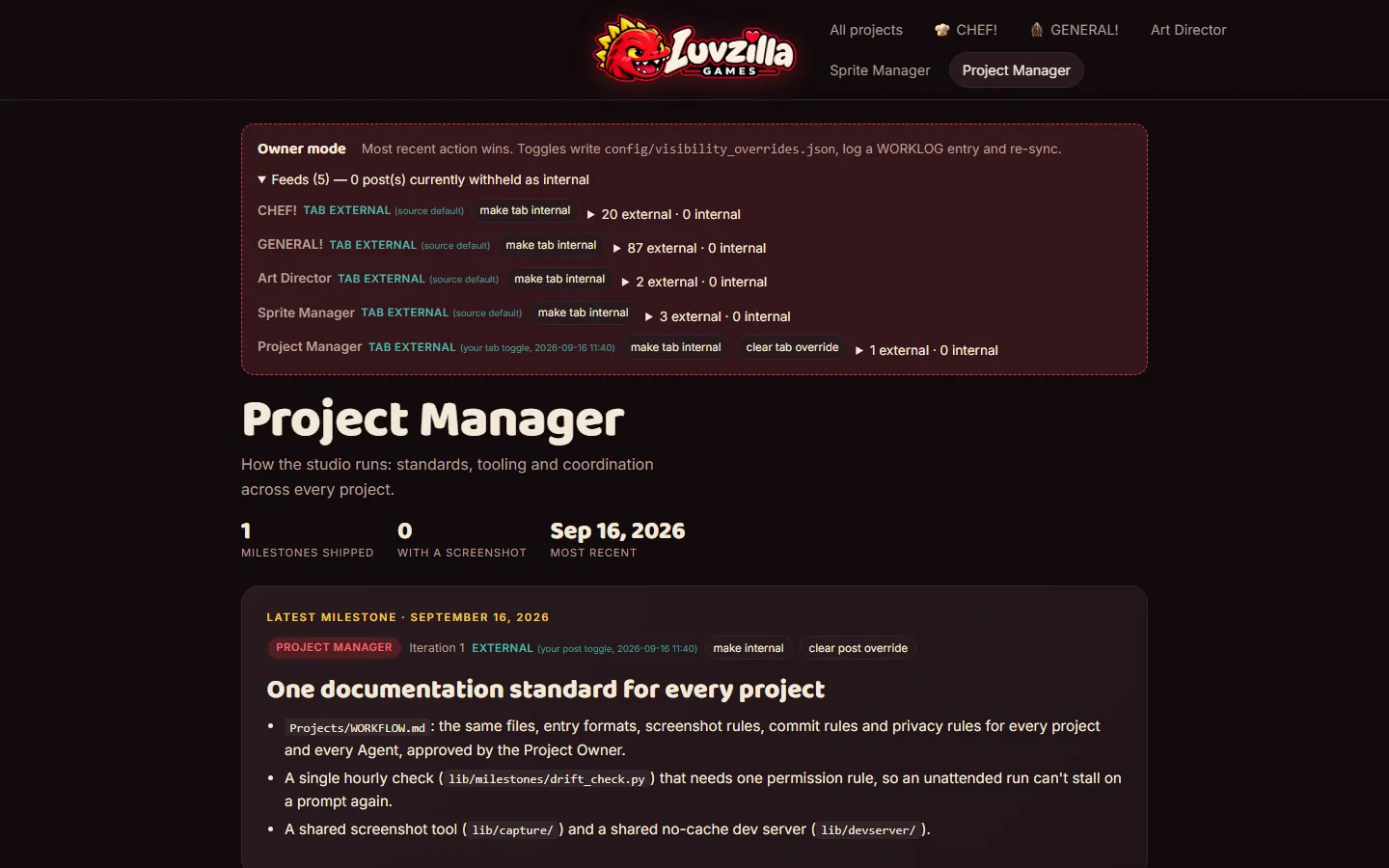 The public devlog only talks about studio work, screenshot