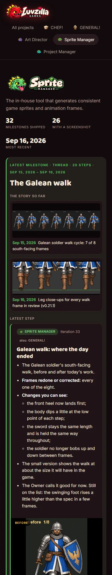 Actual-size pictures, nested lists, and the walk's GIFs in the thread, screenshot