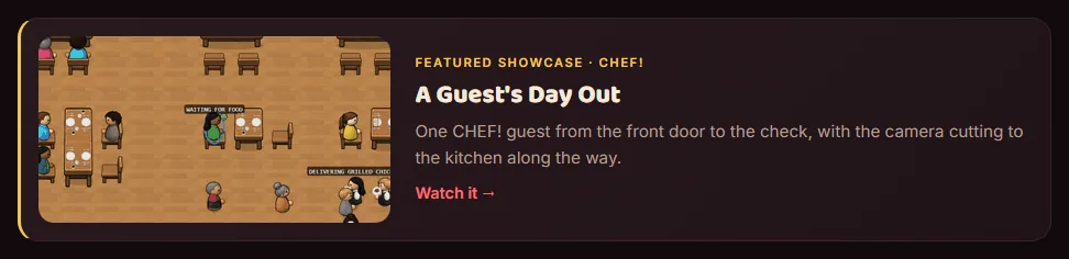 A featured showcase above the latest post, screenshot