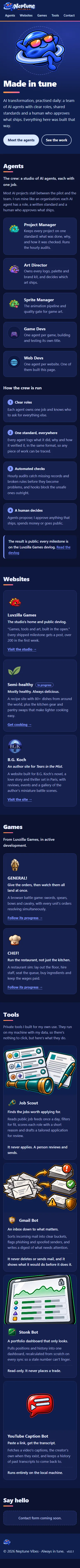 The first page: Agents, Websites, Games, Tools, screenshot
