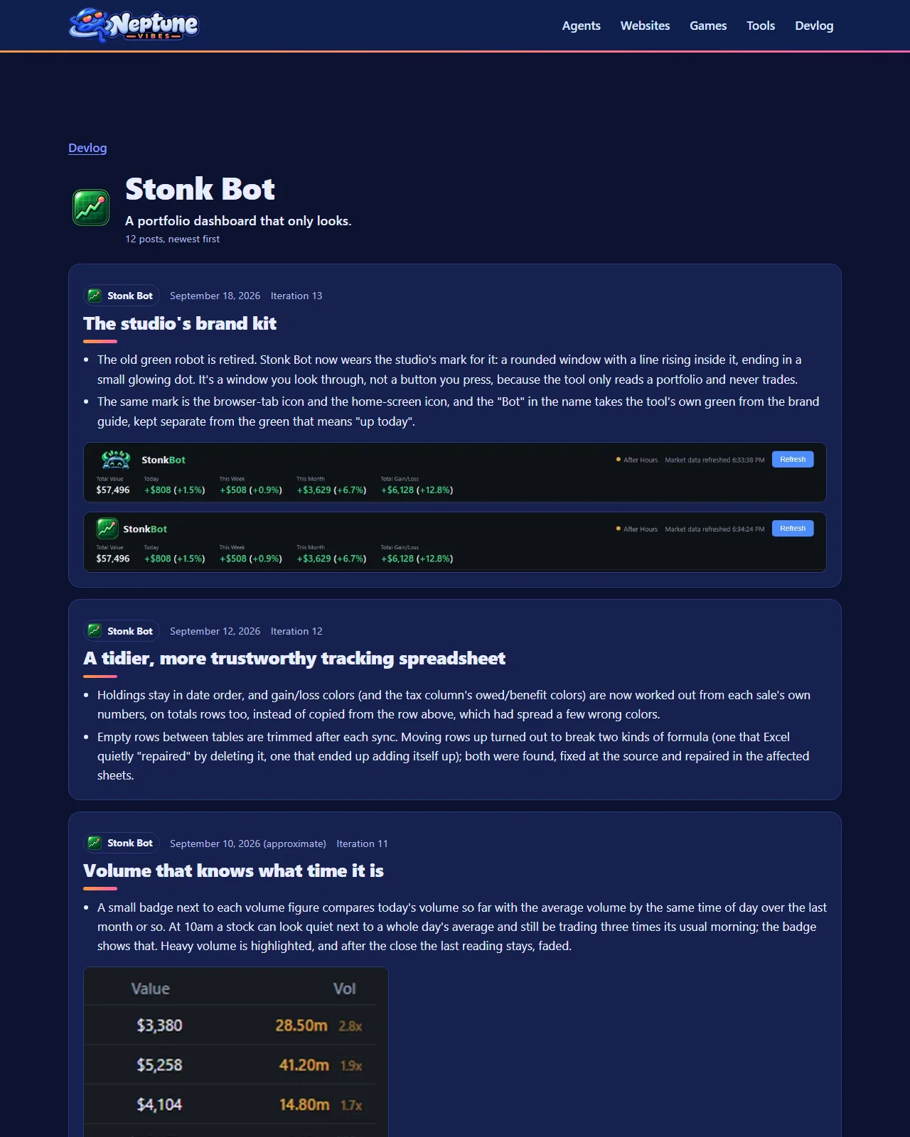 Stonk Bot joins the devlog, screenshot
