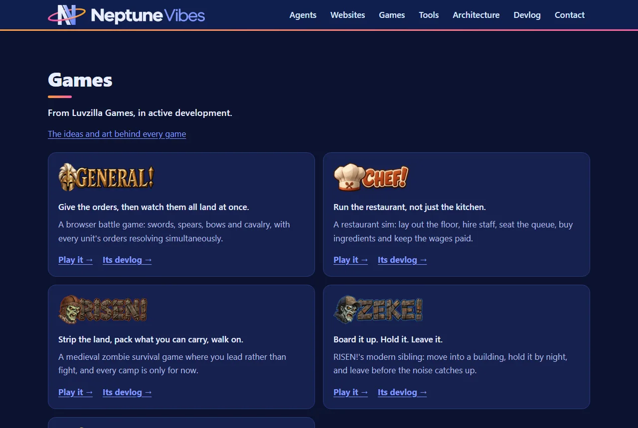 Websites and games by their own logos, and the PM's two videos, screenshot