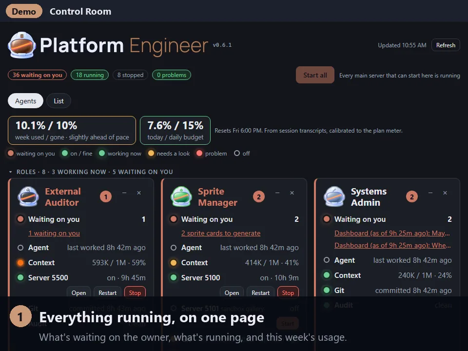 See the studio's Control Room running, screenshot