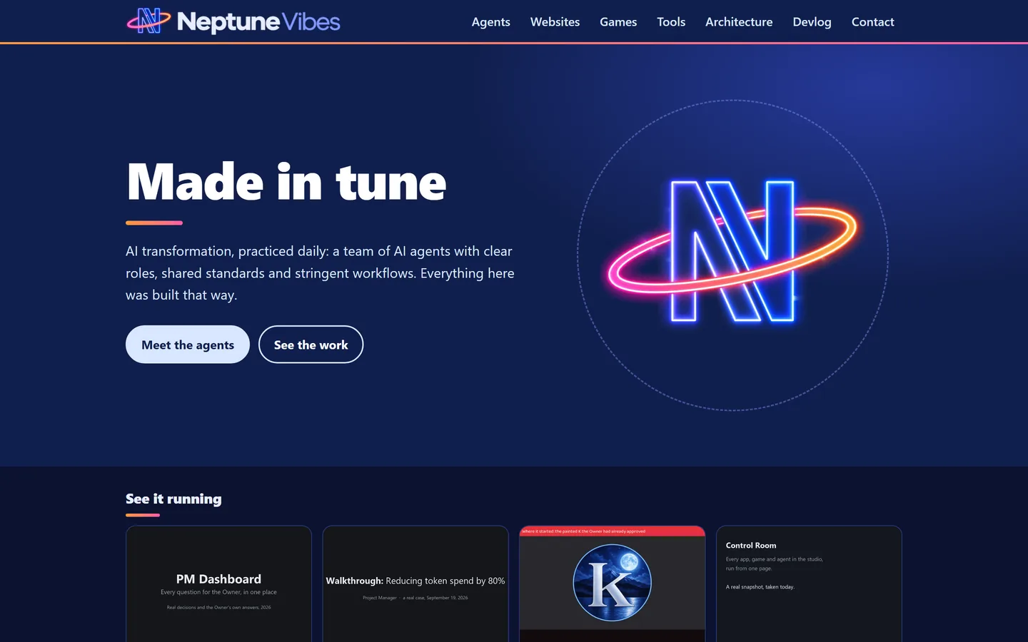 A neon logo, screenshot