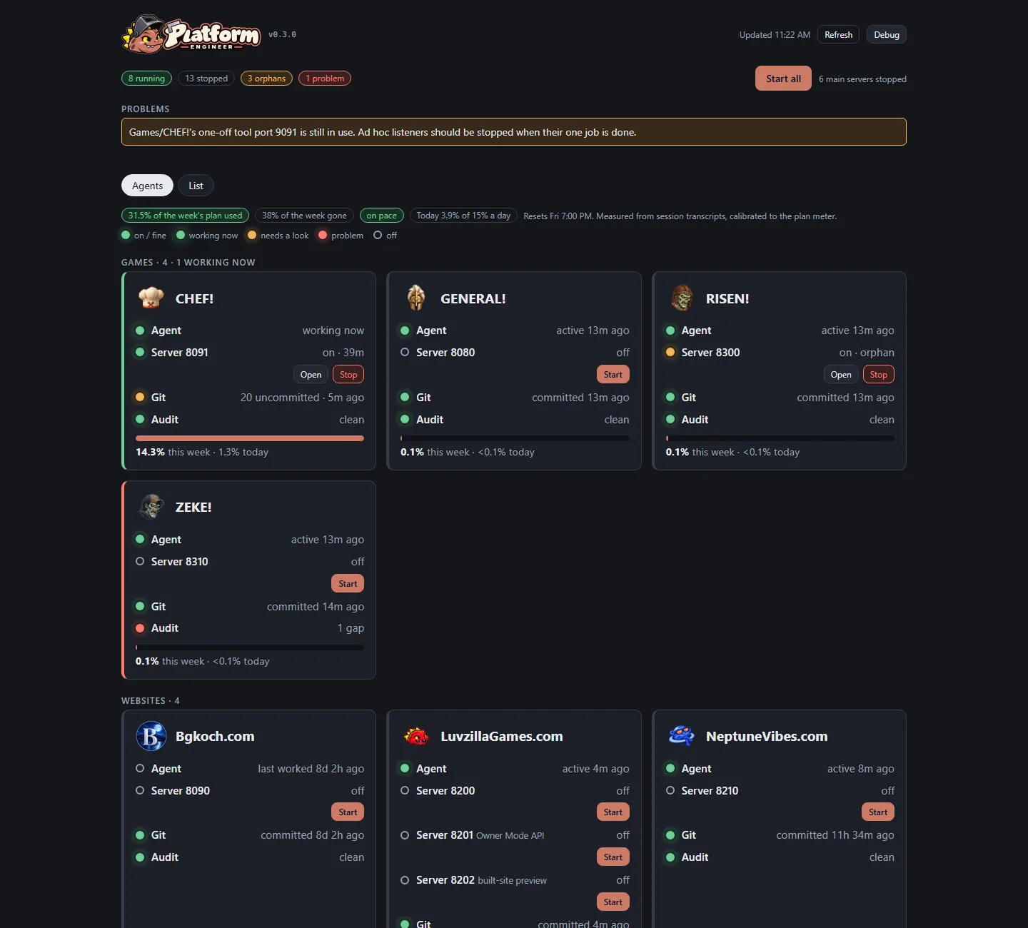 Every agent at a glance, screenshot