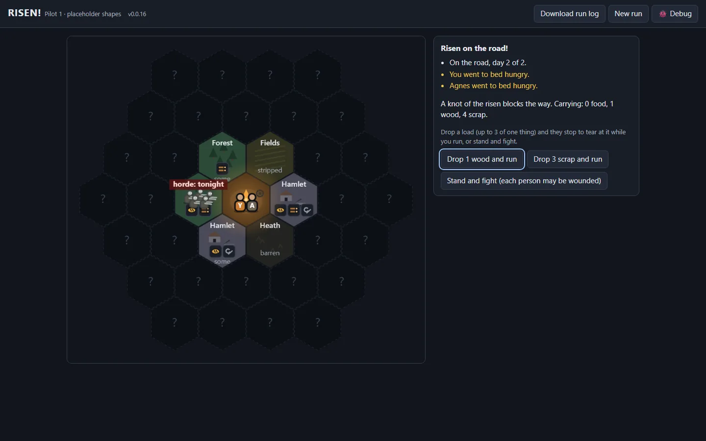 Choose what to drop when the risen block the road, screenshot