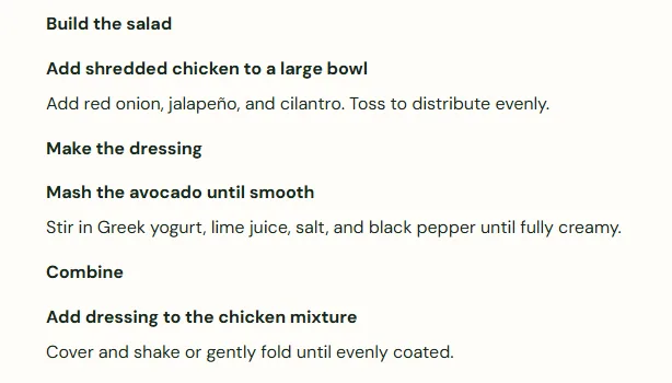 Cleaner recipe steps, a lighter Cajun Pasta, screenshot