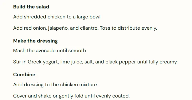 Cleaner recipe steps, a lighter Cajun Pasta, screenshot