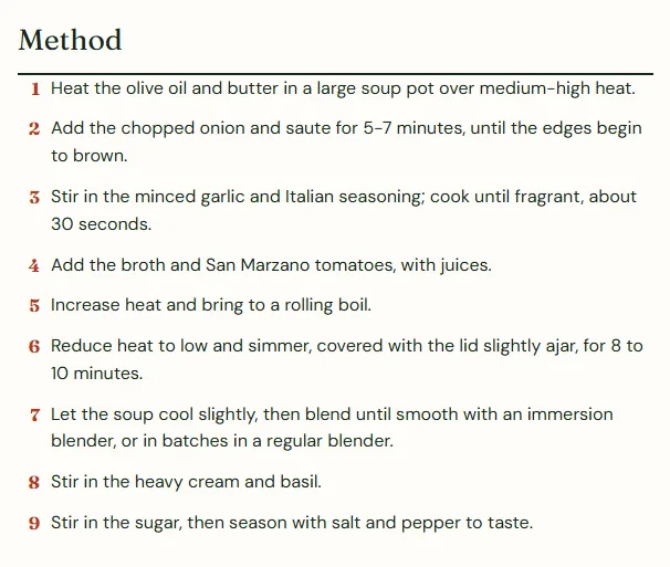 Every recipe cleaned up to one standard, screenshot