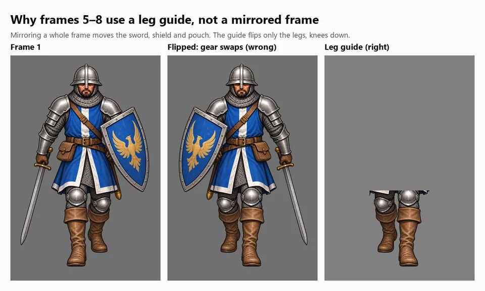 A leg-position guide for the second half of the walk (v0.17.0), screenshot