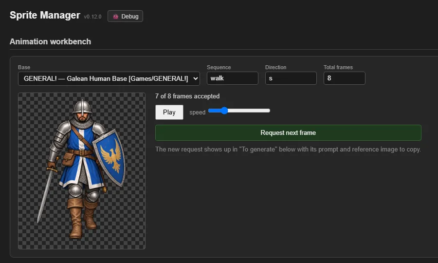 Step through an animation frame by frame (v0.18.0), screenshot