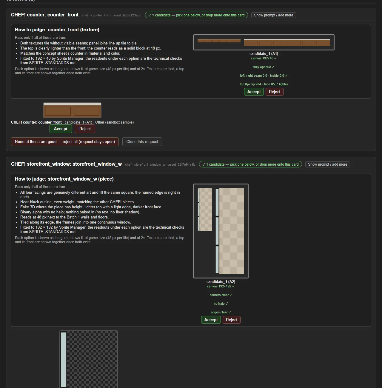 Sprite Manager can make CHEF!'s tiles, walls and counters (v0.25.0), screenshot