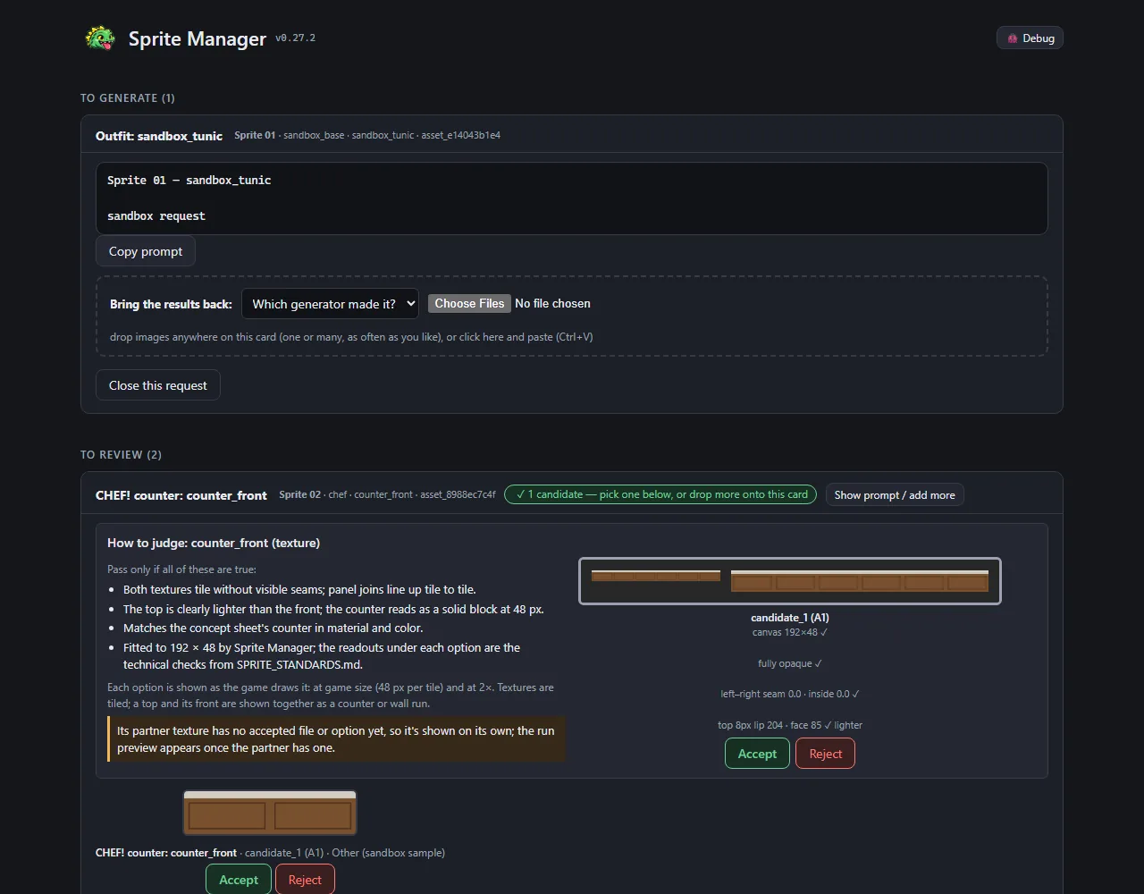 The gallery in Sprite Manager's own colours (v0.28.0), screenshot
