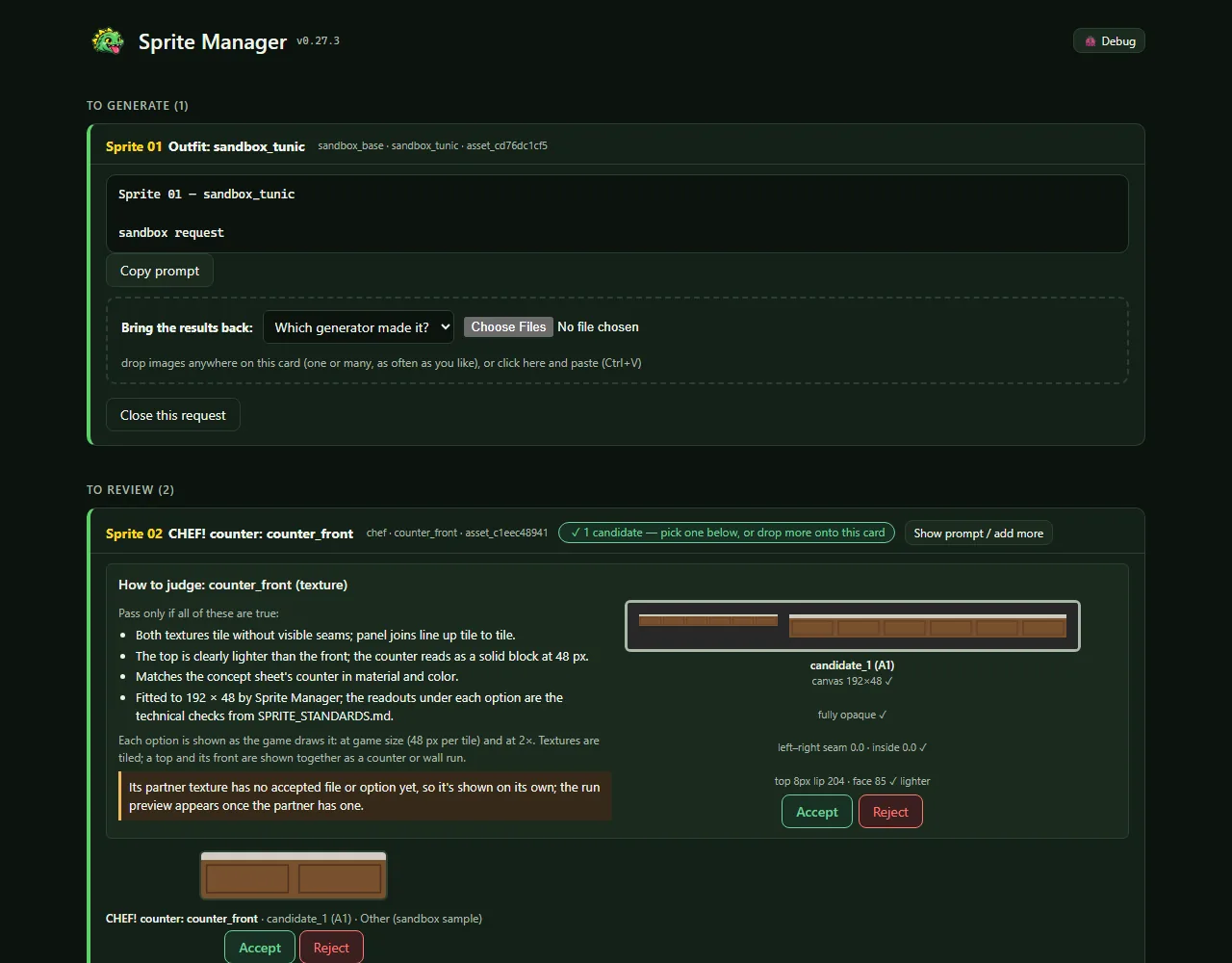 The gallery in Sprite Manager's own colours (v0.28.0), screenshot