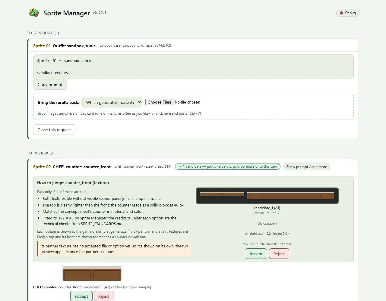 The gallery in Sprite Manager's own colours (v0.28.0), screenshot