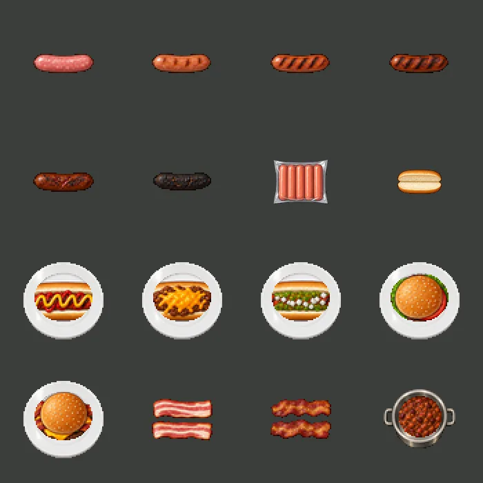 Hot dogs and burgers for the food truck, screenshot