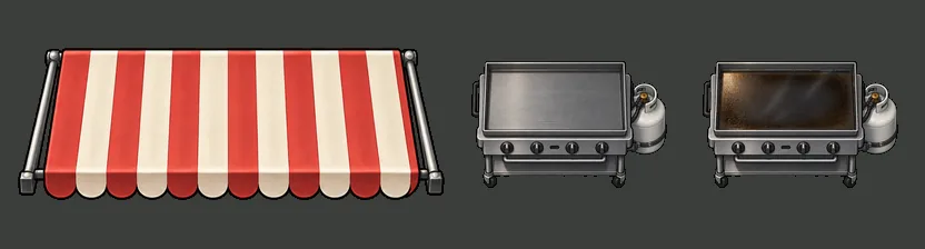 The awning, and a griddle that heats up in place, screenshot