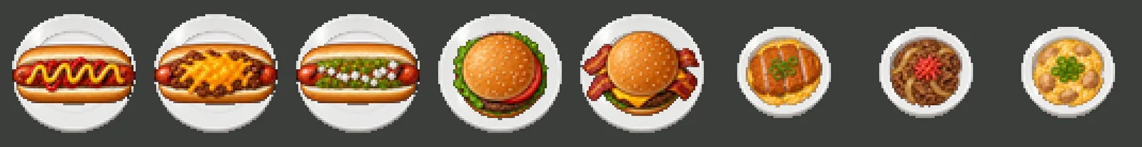 Starter dishes, uncropped, screenshot