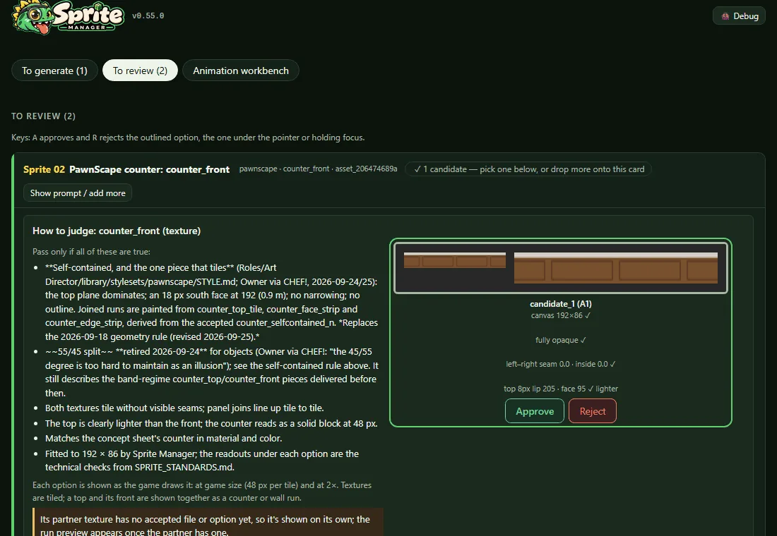 Approve and Reject, from the keyboard (v0.56.0), screenshot