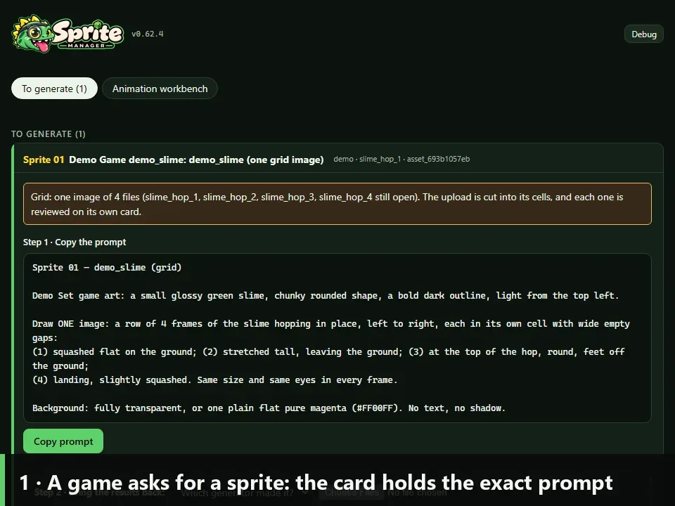 A video of one sprite going from request to delivery, screenshot