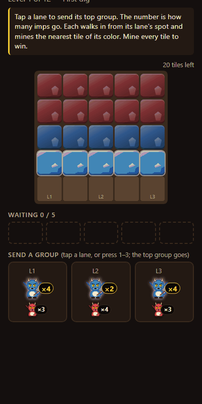 Imp groups, bigger quarries, imps seen from behind, screenshot