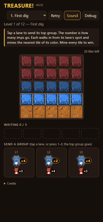 Big groups, bigger quarries, twelve new levels, screenshot
