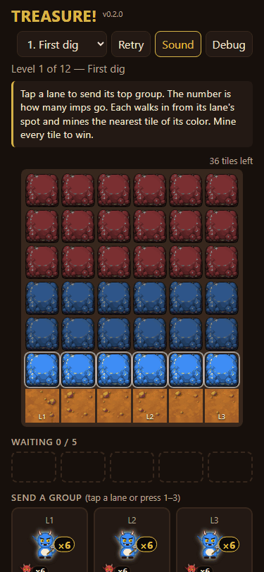 Big groups, bigger quarries, twelve new levels, screenshot