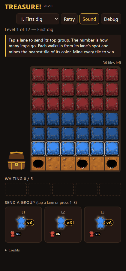 Drawn imps walking home, and bursting tiles, screenshot