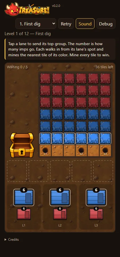 The TREASURE! logo, screenshot