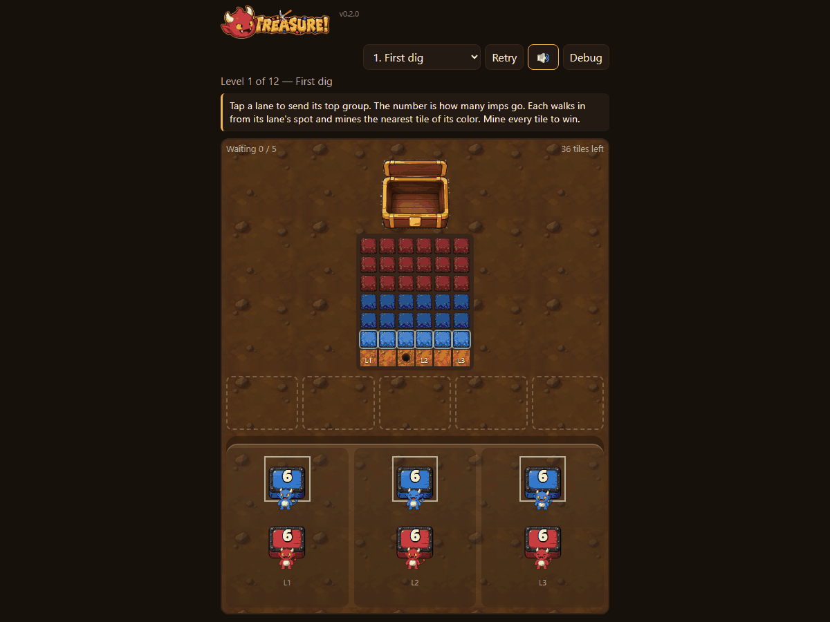 Gems inside the chest, colored crates, ten final colors, screenshot