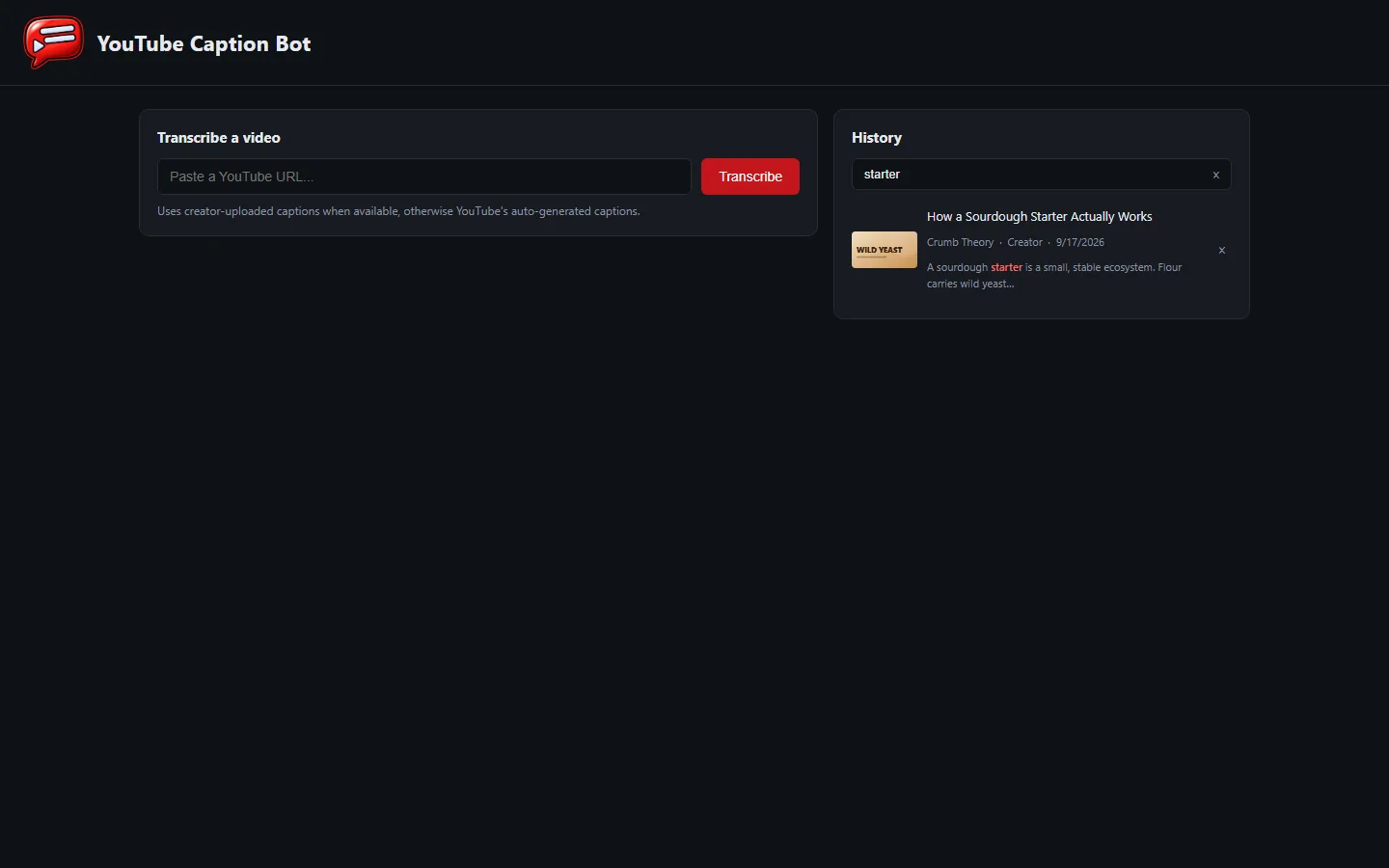 Search everything you've transcribed, screenshot