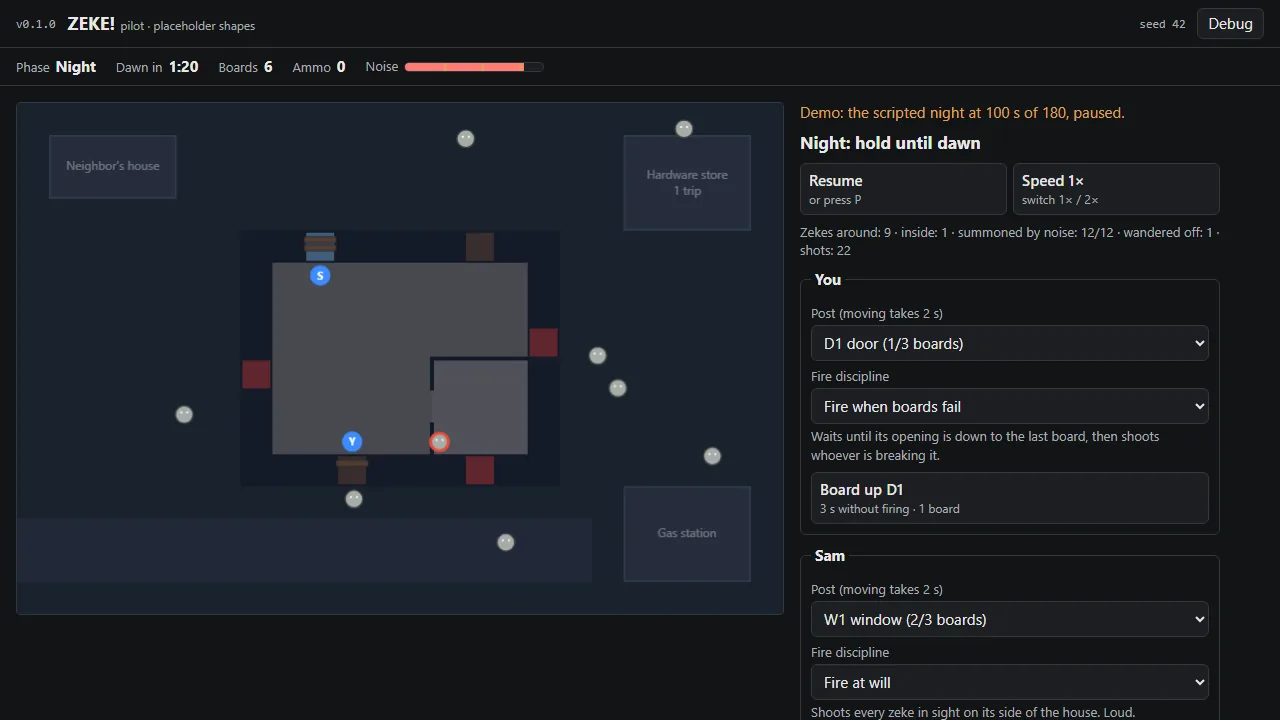Pilot v0.1.0: dusk and the night, screenshot