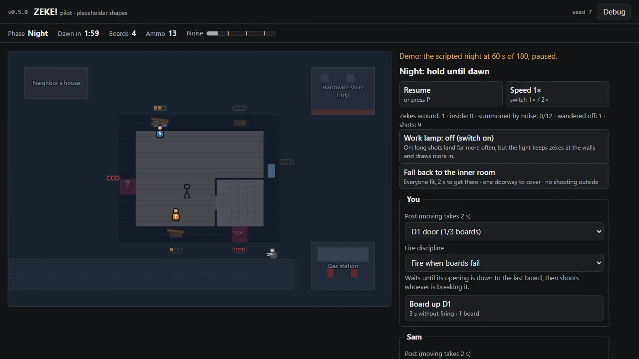 Pilot v0.5.0: the work lamp, screenshot